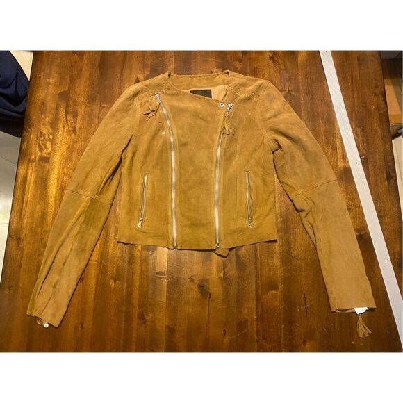 PAIGE Sweater Womens Large Tiana Jacket Suede Leather Brown Full Zipper - Picture 1 of 6